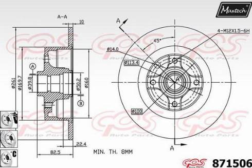 Maxtech 871506.6980 - Тормозной диск autospares.lv