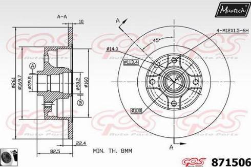 Maxtech 871506.0060 - Тормозной диск autospares.lv