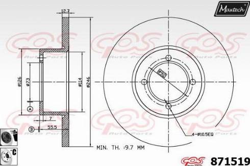 Maxtech 871519.6060 - Тормозной диск autospares.lv