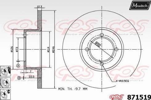 Maxtech 871519.6880 - Тормозной диск autospares.lv