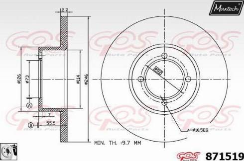 Maxtech 871519.0080 - Тормозной диск autospares.lv