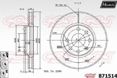 Maxtech 871514.6980 - Тормозной диск autospares.lv