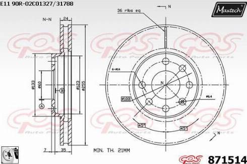 Maxtech 871514.0080 - Тормозной диск autospares.lv