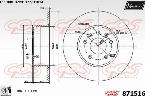 Maxtech 871516.0080 - Тормозной диск autospares.lv