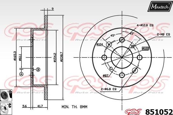 Maxtech 871516 - Тормозной диск autospares.lv