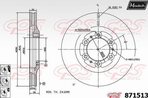 Maxtech 871513.6980 - Тормозной диск autospares.lv