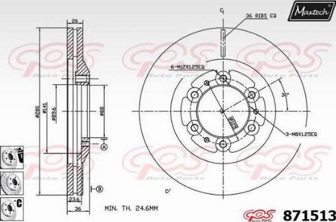 Maxtech 871513.6880 - Тормозной диск autospares.lv