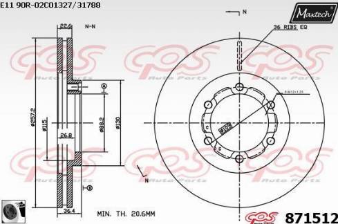 Maxtech 871512.0060 - Тормозной диск autospares.lv