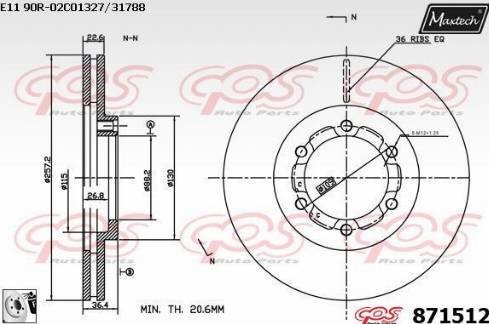 Maxtech 871512.0080 - Тормозной диск autospares.lv