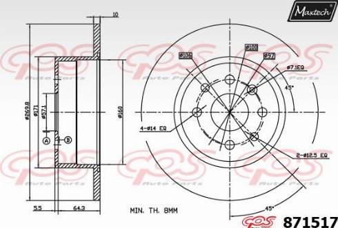 Maxtech 871517.0000 - Тормозной диск autospares.lv