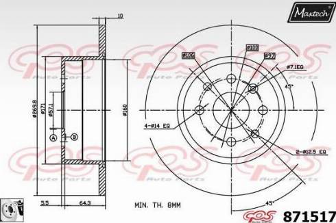 Maxtech 871517.0080 - Тормозной диск autospares.lv