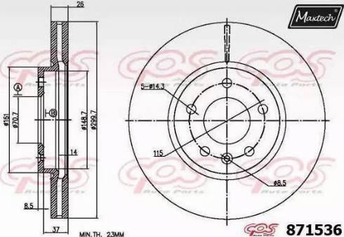 Maxtech 871536.6060 - Тормозной диск autospares.lv