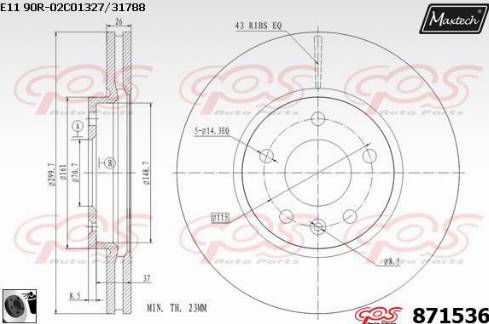 Maxtech 871536.0060 - Тормозной диск autospares.lv