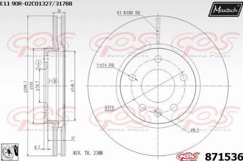 Maxtech 871536.0080 - Тормозной диск autospares.lv