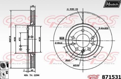 Maxtech 871531.6060 - Тормозной диск autospares.lv