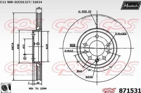 Maxtech 871531.0060 - Тормозной диск autospares.lv