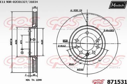 Maxtech 871531.0000 - Тормозной диск autospares.lv