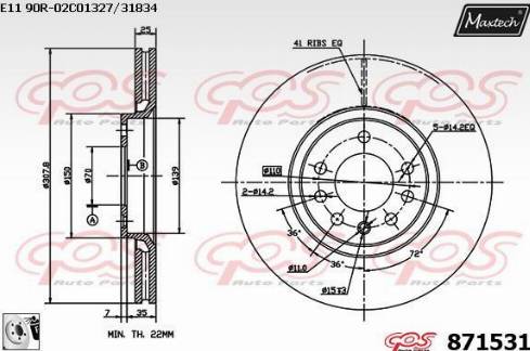 Maxtech 871531.0080 - Тормозной диск autospares.lv