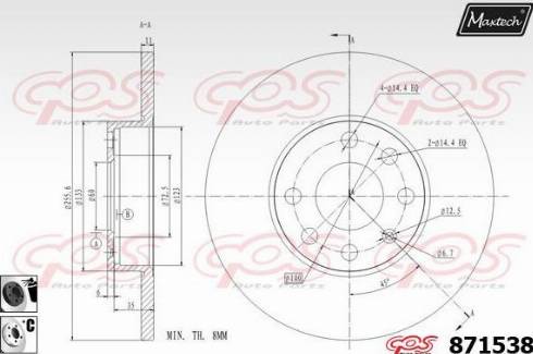 Maxtech 871538.6060 - Тормозной диск autospares.lv