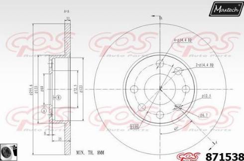 Maxtech 871538.0060 - Тормозной диск autospares.lv