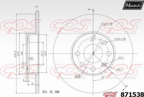 Maxtech 871538.0000 - Тормозной диск autospares.lv