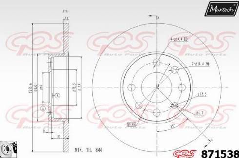 Maxtech 871538.0080 - Тормозной диск autospares.lv