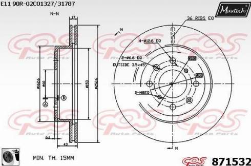 Maxtech 871532.0060 - Тормозной диск autospares.lv