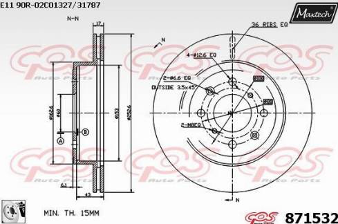 Maxtech 871532.0080 - Тормозной диск autospares.lv