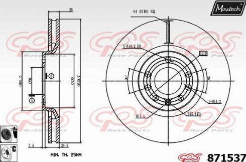 Maxtech 871537.6060 - Тормозной диск autospares.lv