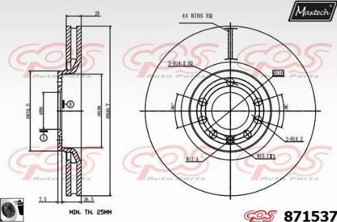 Maxtech 871537.0060 - Тормозной диск autospares.lv