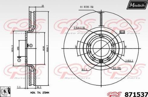 Maxtech 871537.0080 - Тормозной диск autospares.lv