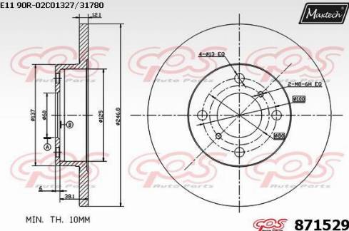 Maxtech 871529.0000 - Тормозной диск autospares.lv