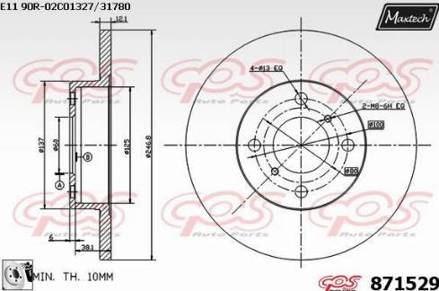 Maxtech 871529.0080 - Тормозной диск autospares.lv