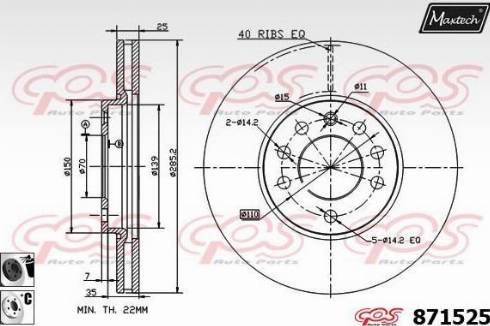 Maxtech 871525.6060 - Тормозной диск autospares.lv