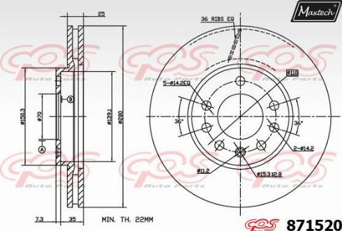 Maxtech 871520.0000 - Тормозной диск autospares.lv