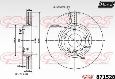 Maxtech 871528.0000 - Тормозной диск autospares.lv