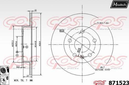 Maxtech 871523.6060 - Тормозной диск autospares.lv