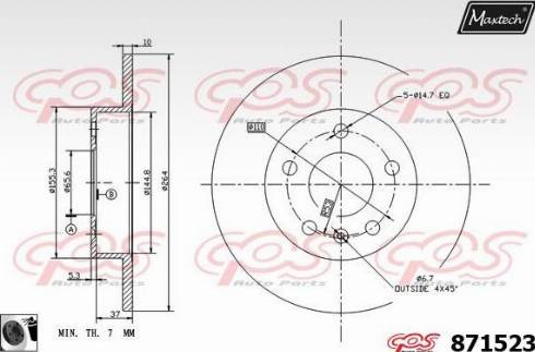 Maxtech 871523.0060 - Тормозной диск autospares.lv