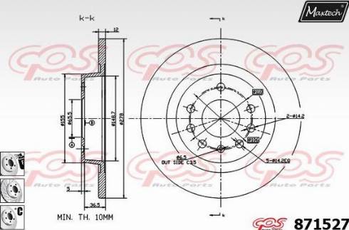 Maxtech 871527.6880 - Тормозной диск autospares.lv