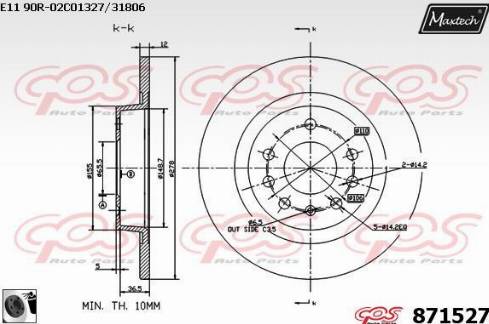 Maxtech 871527.0060 - Тормозной диск autospares.lv