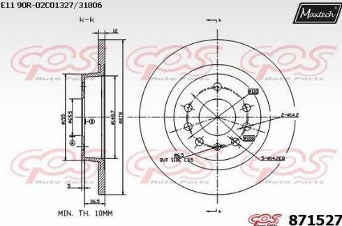 Maxtech 871527.0000 - Тормозной диск autospares.lv