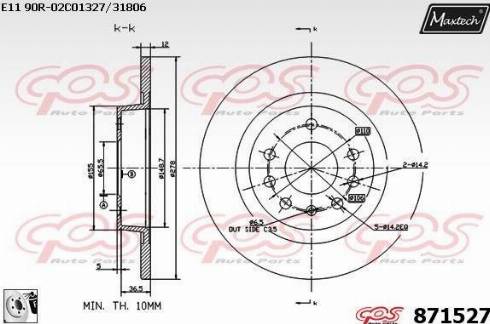 Maxtech 871527.0080 - Тормозной диск autospares.lv