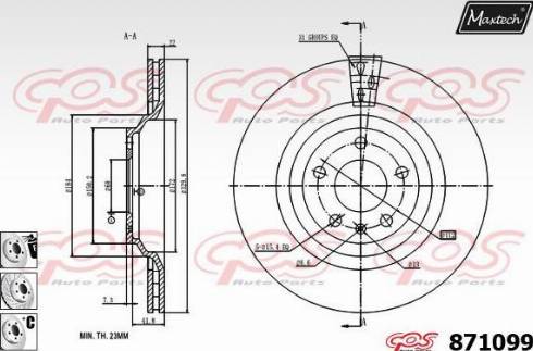 Maxtech 871099.6980 - Тормозной диск autospares.lv