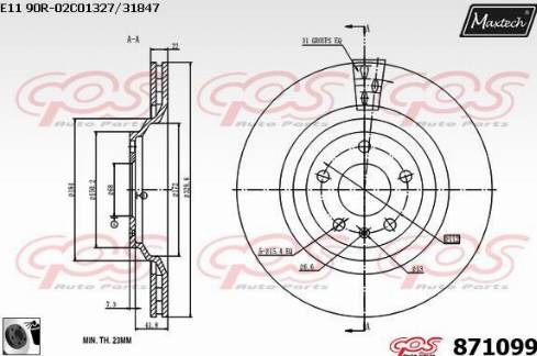 Maxtech 871099.0060 - Тормозной диск autospares.lv