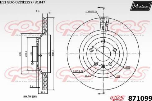 Maxtech 871099.0000 - Тормозной диск autospares.lv