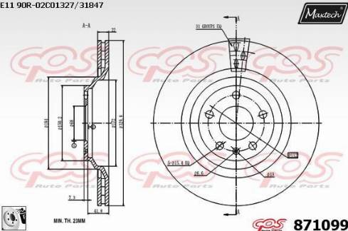 Maxtech 871099.0080 - Тормозной диск autospares.lv