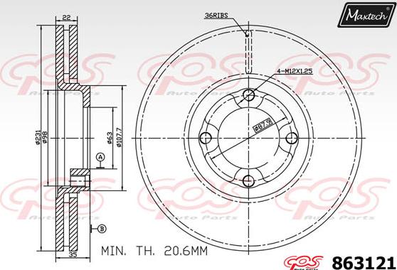 Maxtech 871099 - Тормозной диск autospares.lv