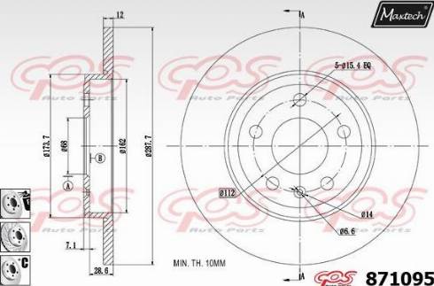 Maxtech 871095.6880 - Тормозной диск autospares.lv