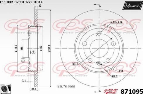 Maxtech 871095.0060 - Тормозной диск autospares.lv