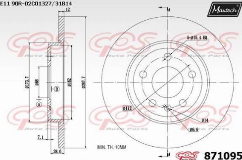 Maxtech 871095.0000 - Тормозной диск autospares.lv